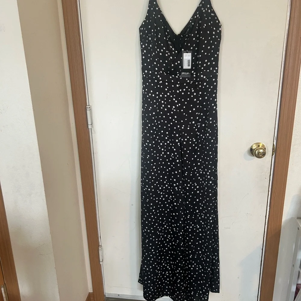 NWT Nasty Gal Novelty Star Black & White Jumpsuit Size 6 - Picture 3 of 14